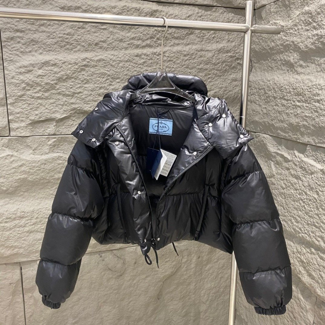 Prada Women's Cropped Convertible Puffer Jacket — hang_tag