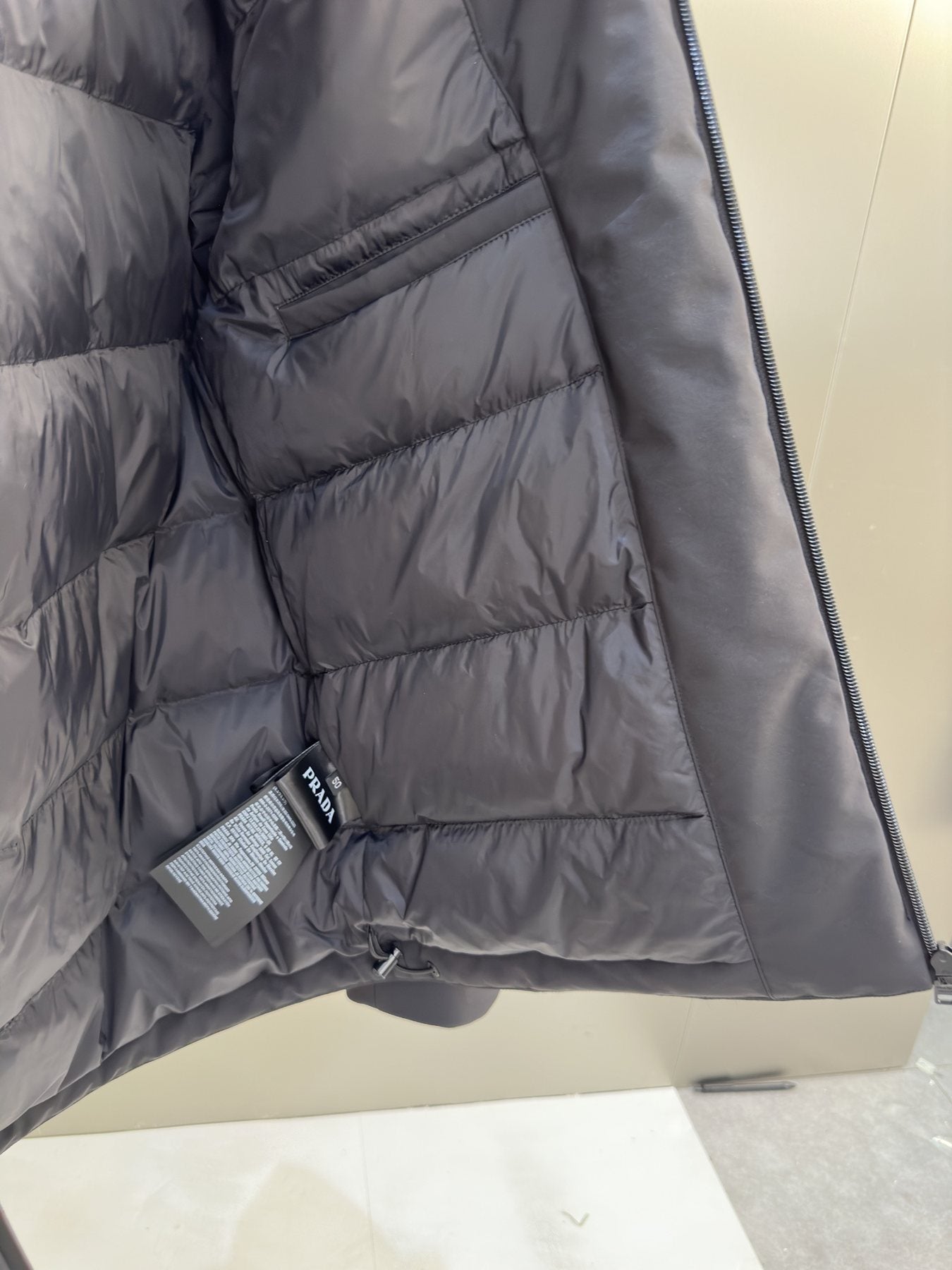 Prada Black Hooded Insulated Jacket — fabric_closeup