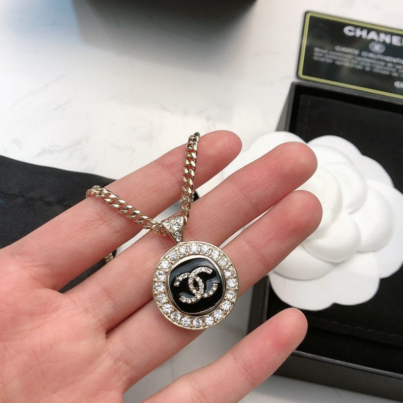 18K Chanel Black & White Diamond Gold Necklace
