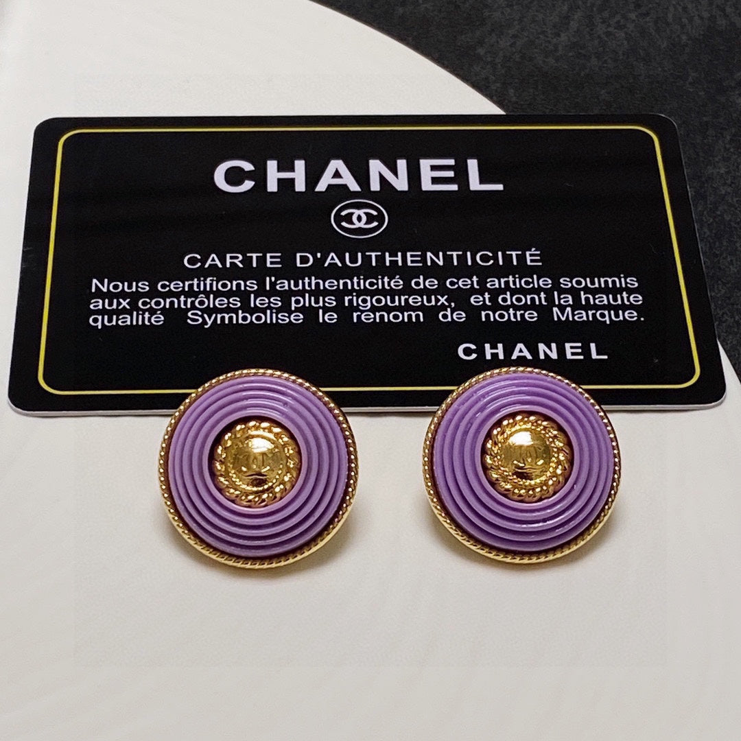 18K Chanel Purple Resin Earrings