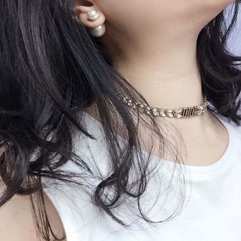 18K Dior Revolution Crystals Gold Tone Choker Necklace