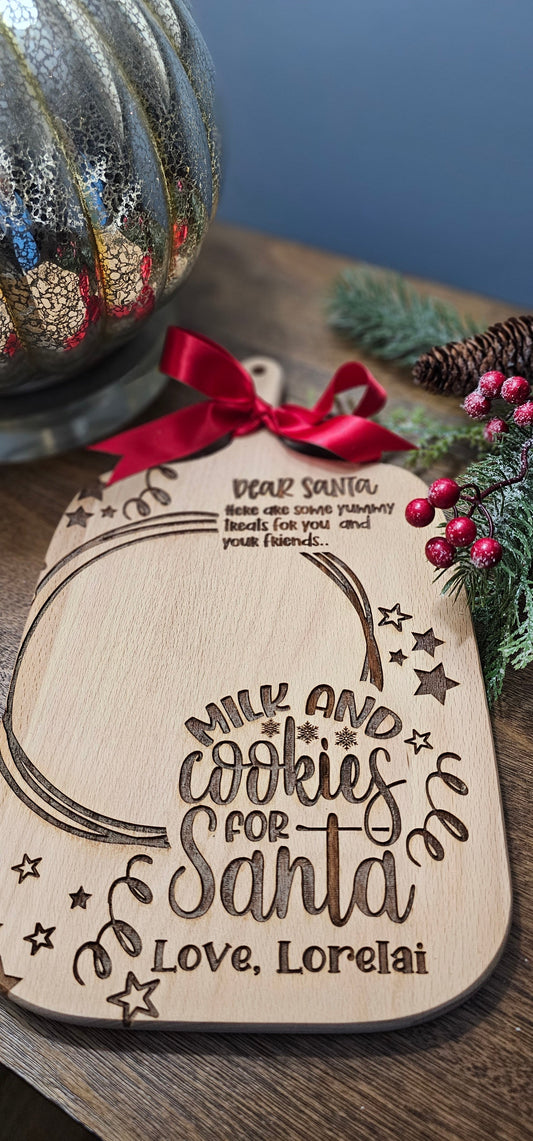 Personalized Santa Cookie Board for Christmas Eve, Plate/ Tray , Santa Treat Tray, Santa Christmas Eve Board, Cookies For Santa, Christmas Eve Cookie Tray, Personalized Santa Snack Tray