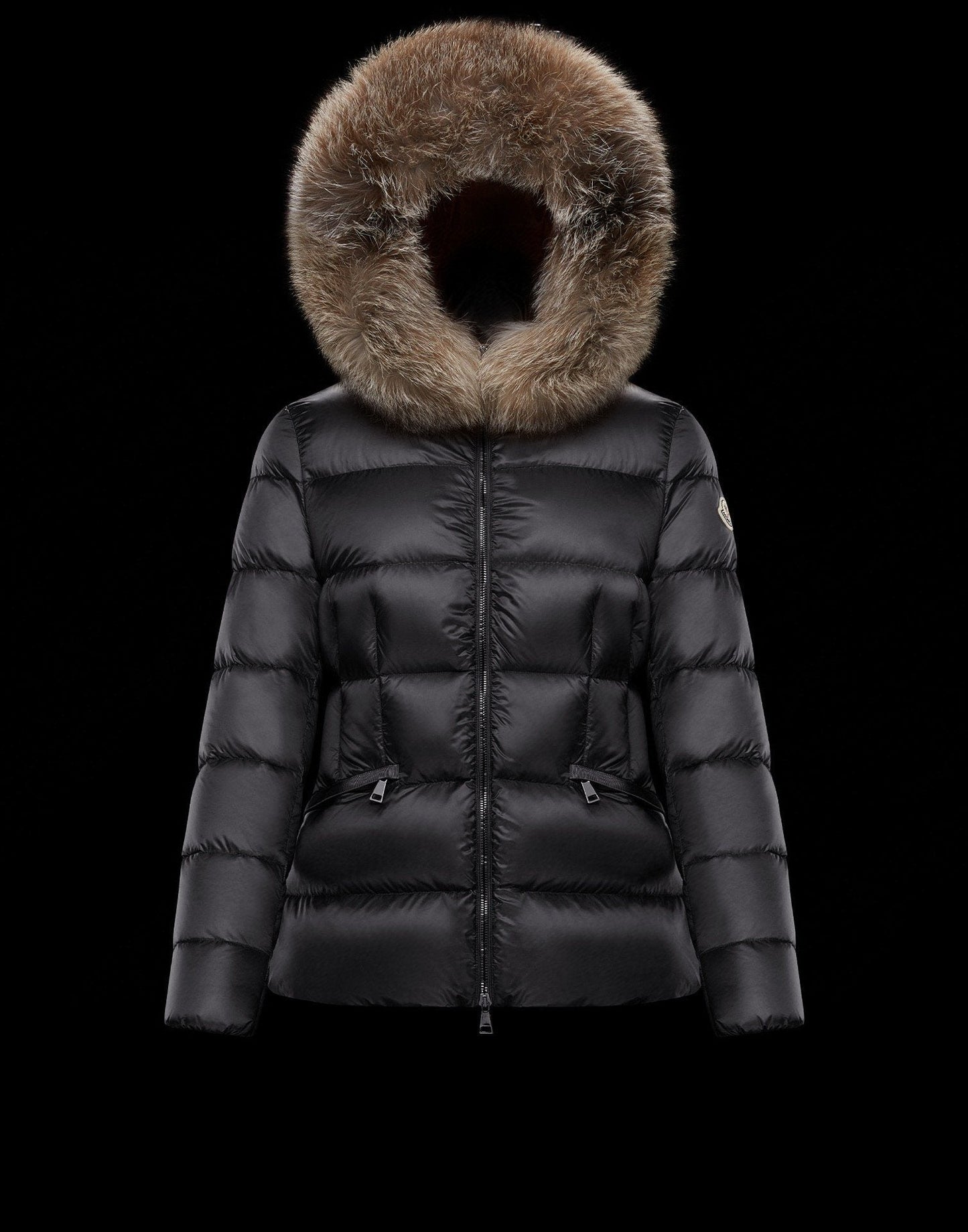 Moncler Fur-Trim Belted Puffer Coat — hero