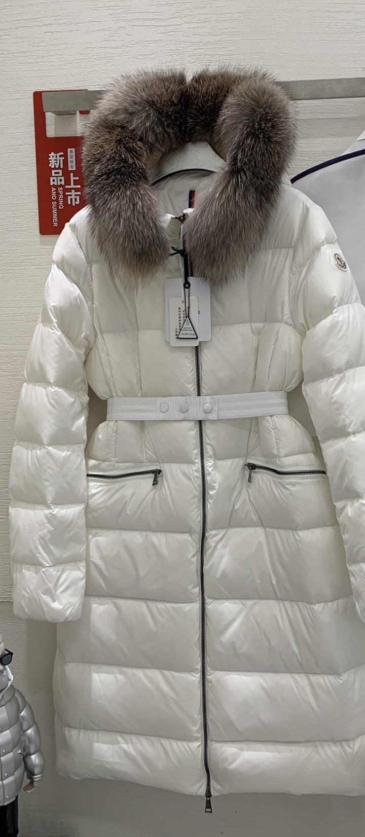 Moncler Long Belted Puffer Coat — front