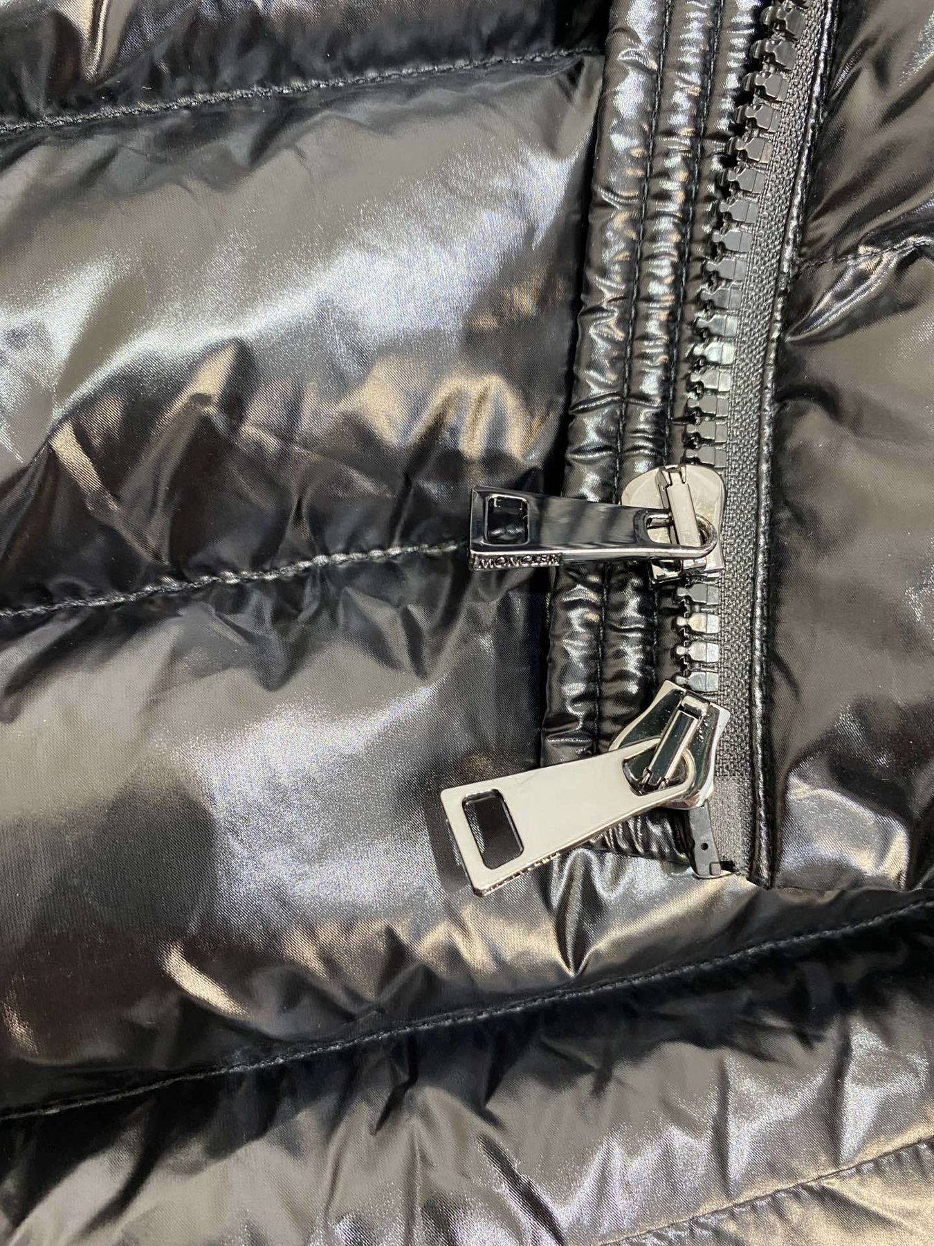 Moncler Women's Black Hooded Long Down Coat — detail