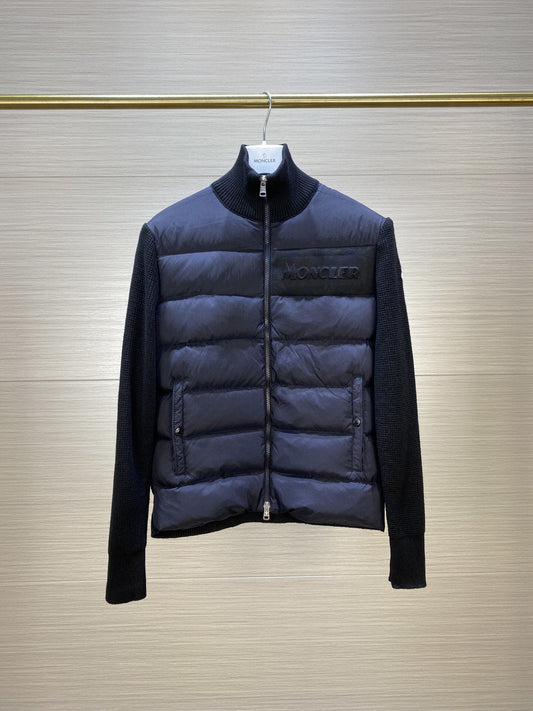 Moncler Knit-Sleeve Quilted Down Jacket — hero