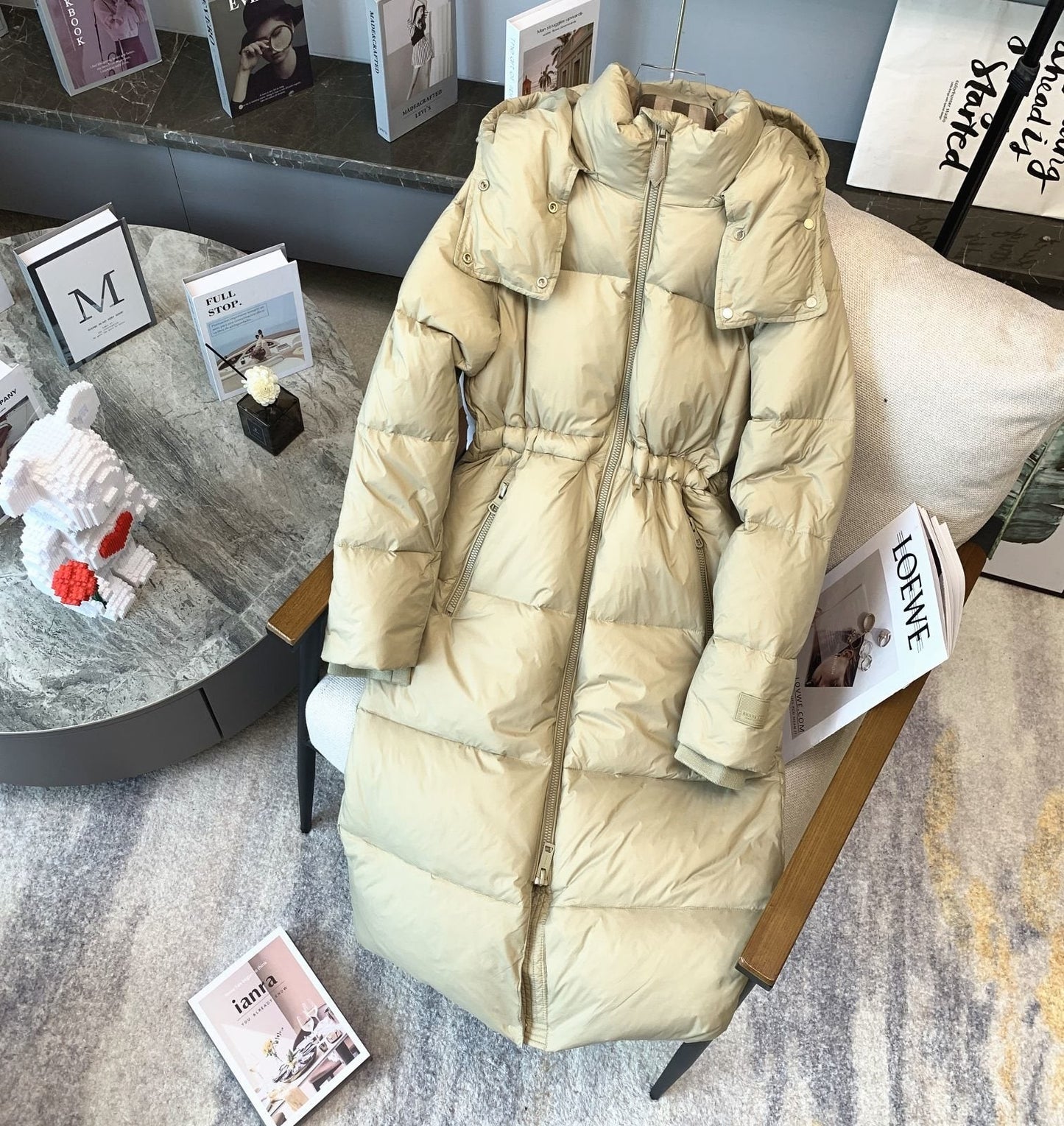 Burberry Women's Hooded Long Down Jacket — front