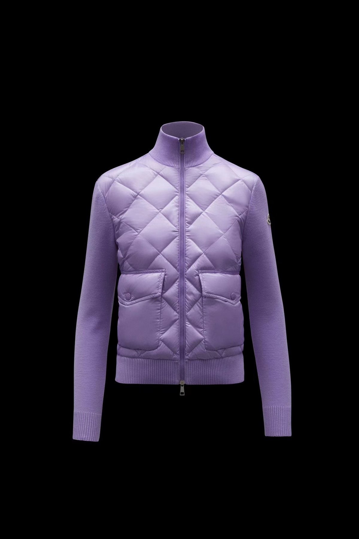 Moncler Diamond-Quilted Knit Sleeve Jacket — front