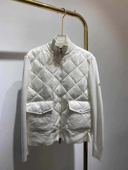 Moncler Diamond-Quilted Knit Sleeve Jacket — hero