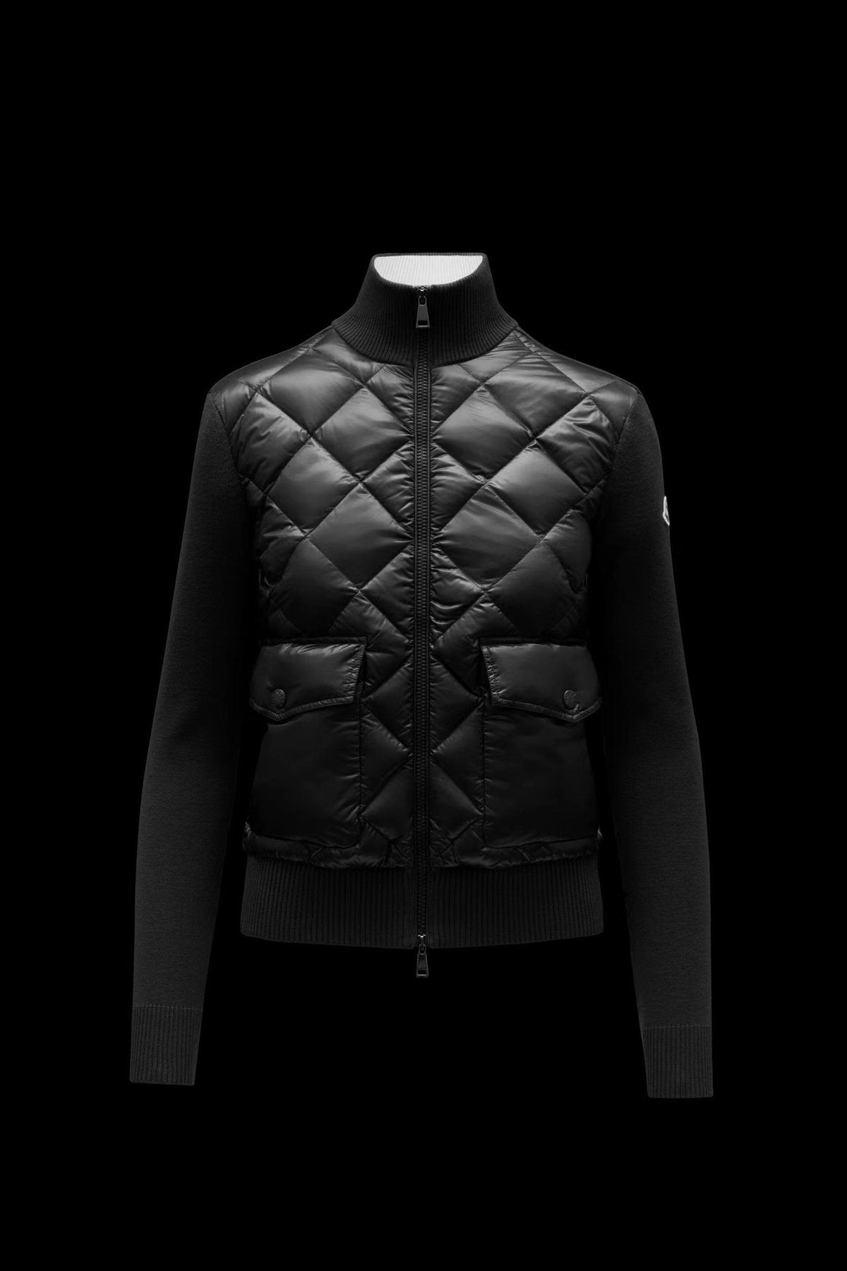Moncler Diamond-Quilted Knit Sleeve Jacket — front