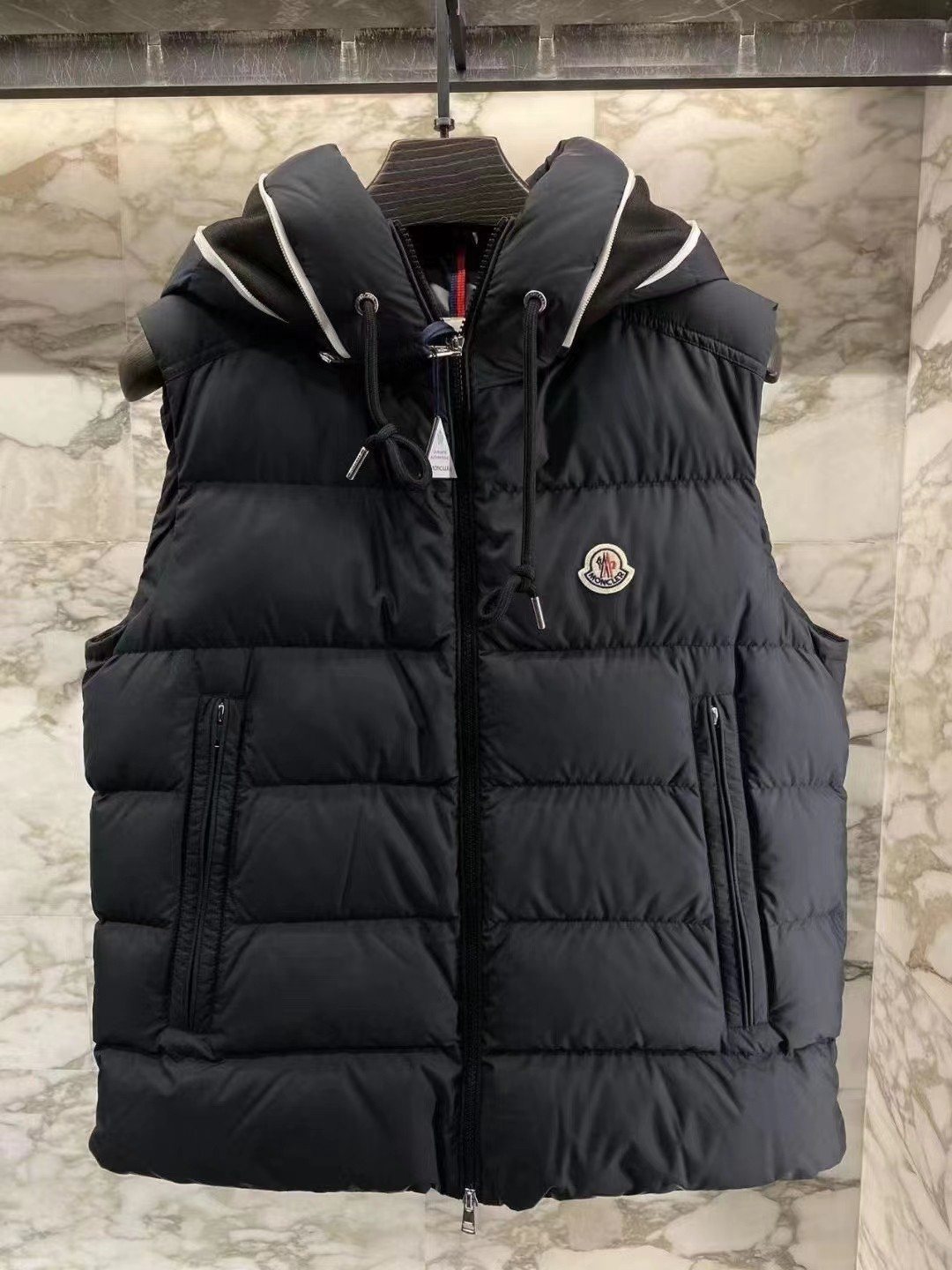 Moncler Hooded Quilted Down Vest — front