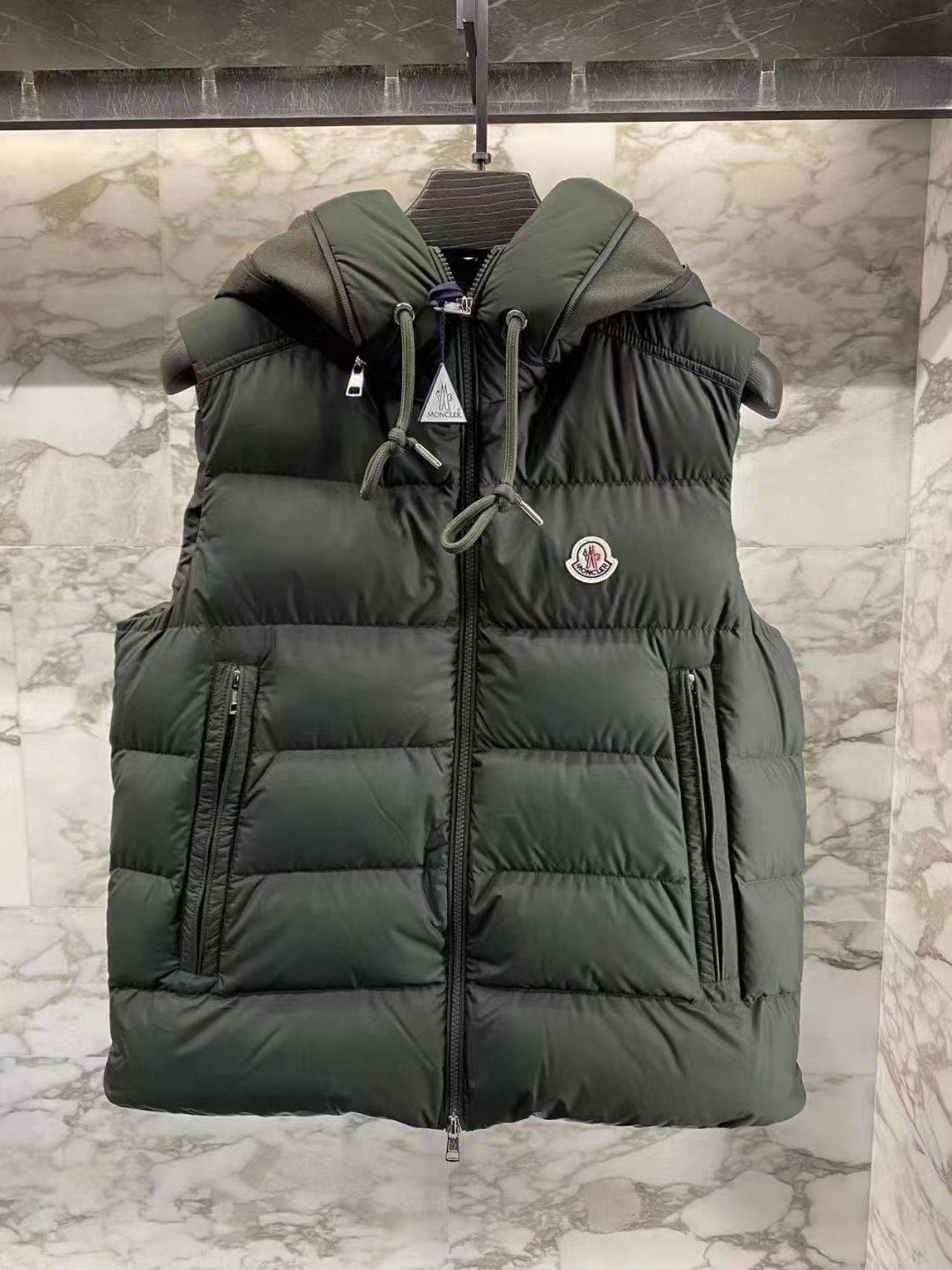 Moncler Hooded Quilted Down Vest — front