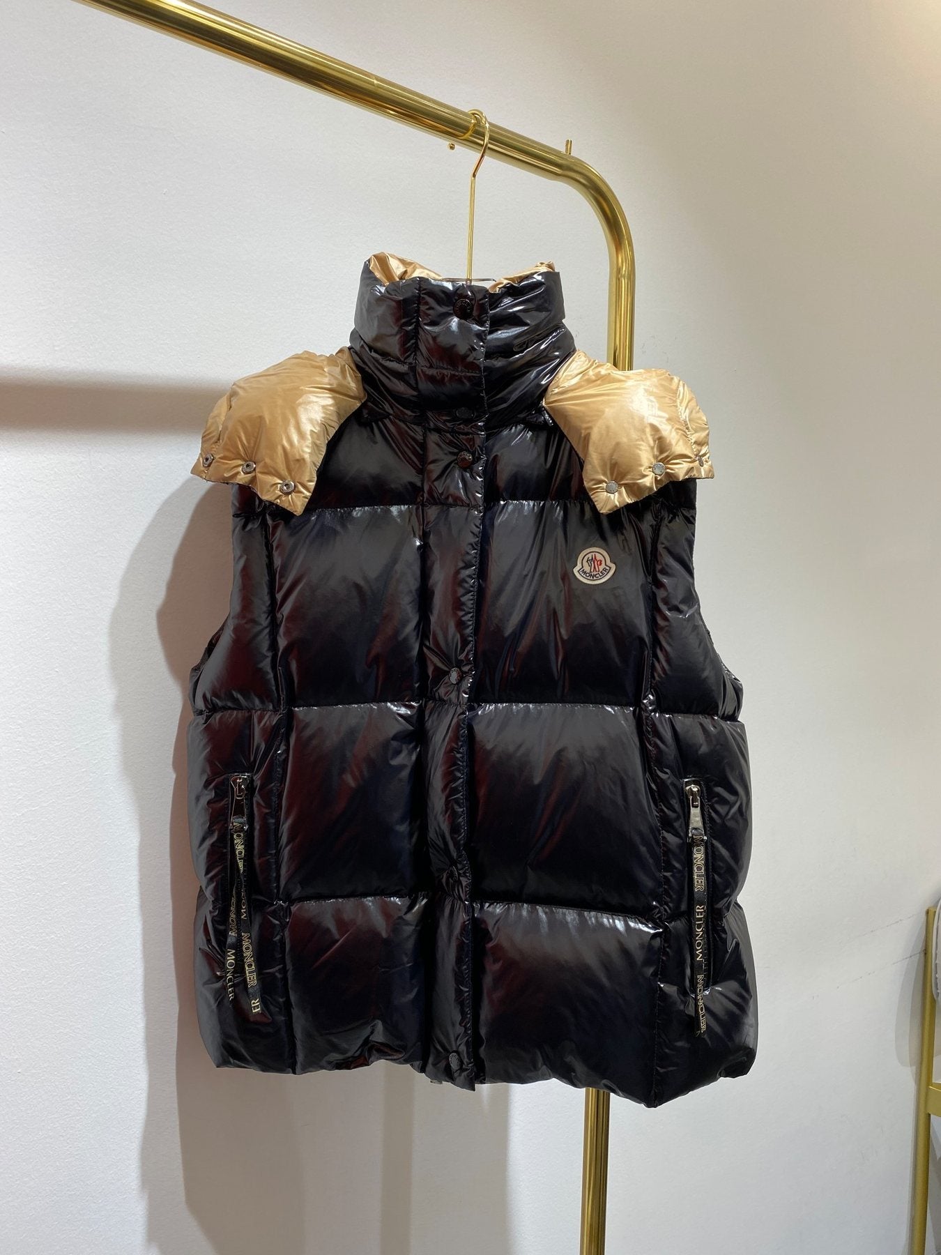 Moncler Women's Hooded Quilted Down Vest — front