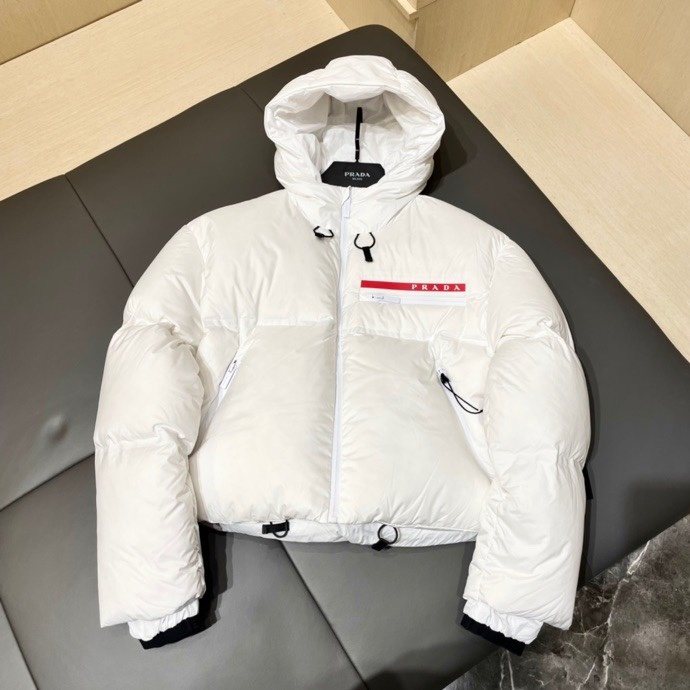Prada Women's Cropped Hooded Puffer Jacket — front
