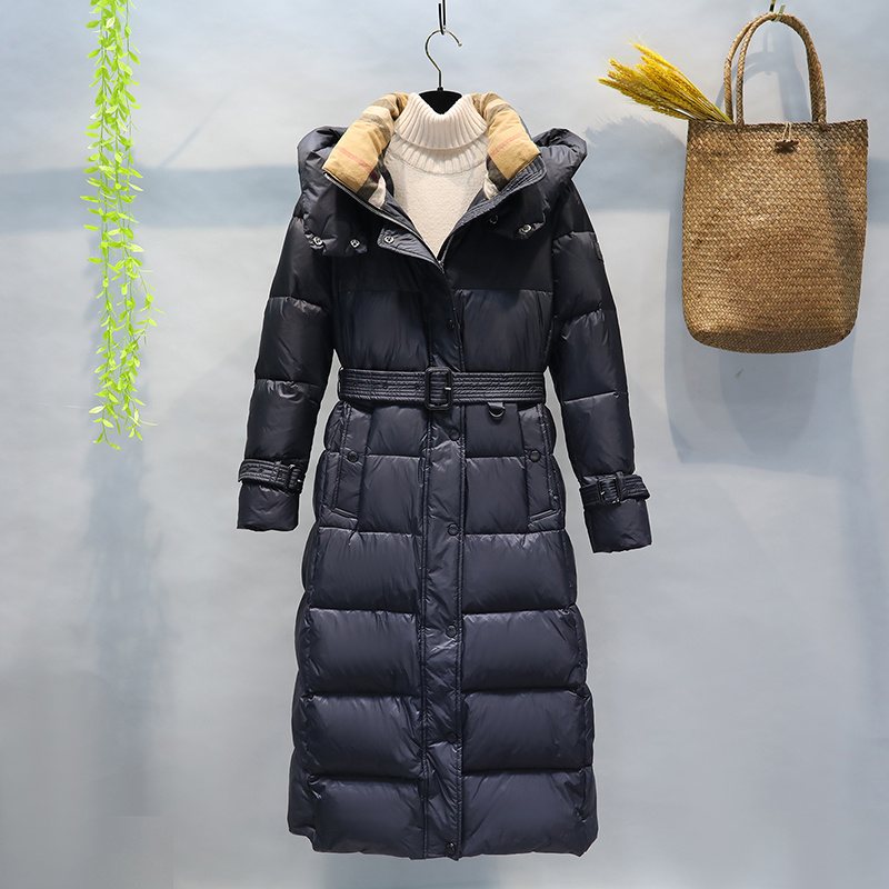 Burberry Removable-Hood Belted Long Down Jacket — front