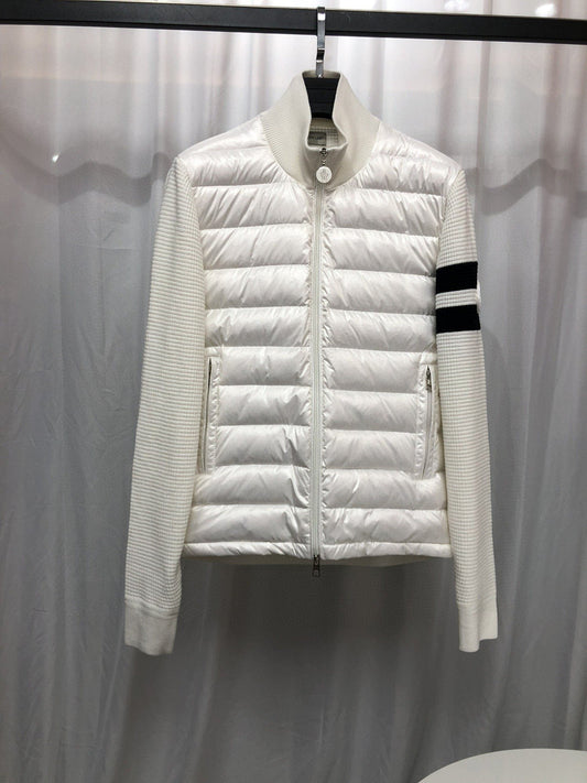 Moncler Knit-Sleeve Quilted Down Jacket — hero