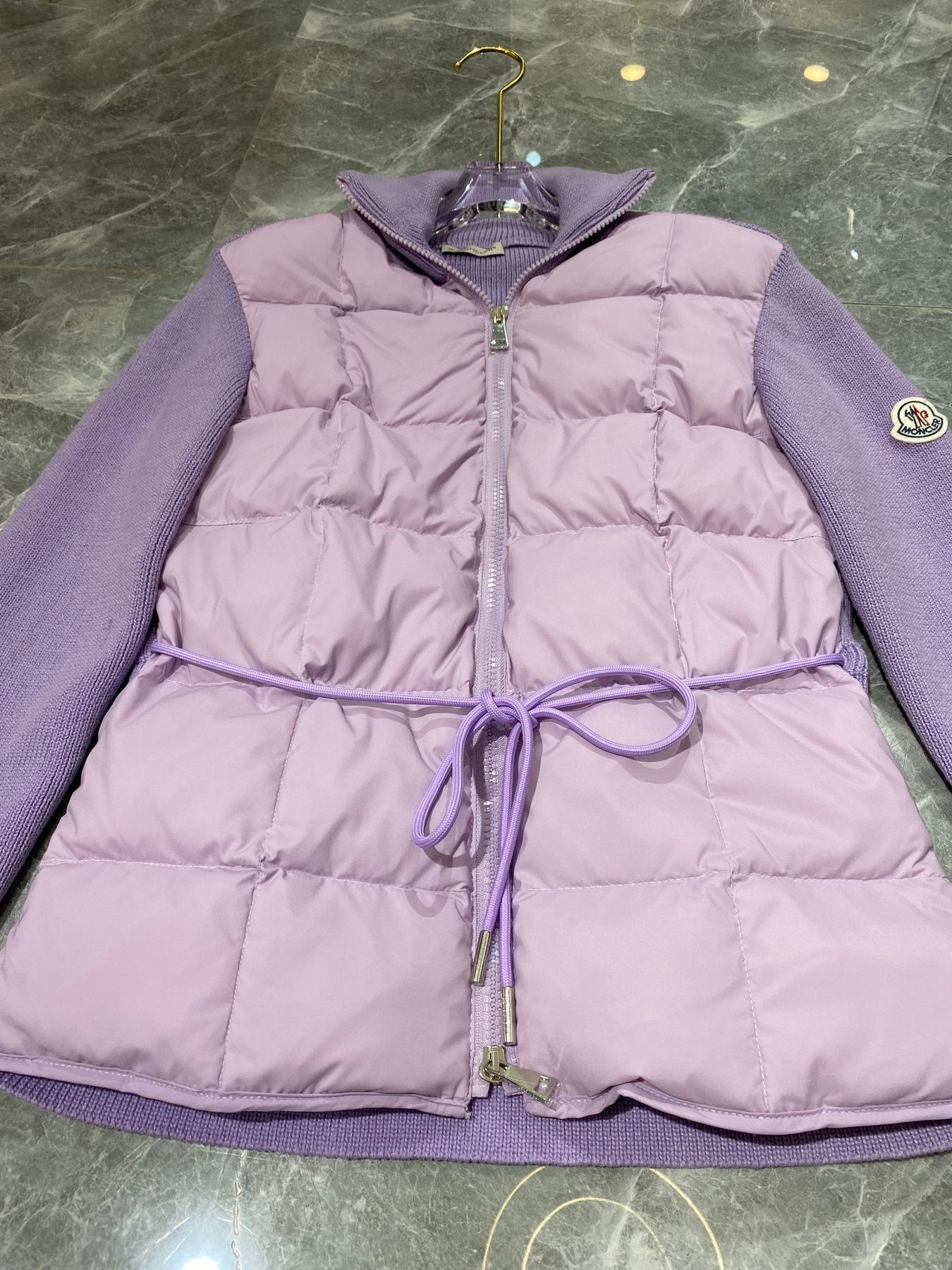 Moncler Women's Sweater-Sleeve Down Jacket — front