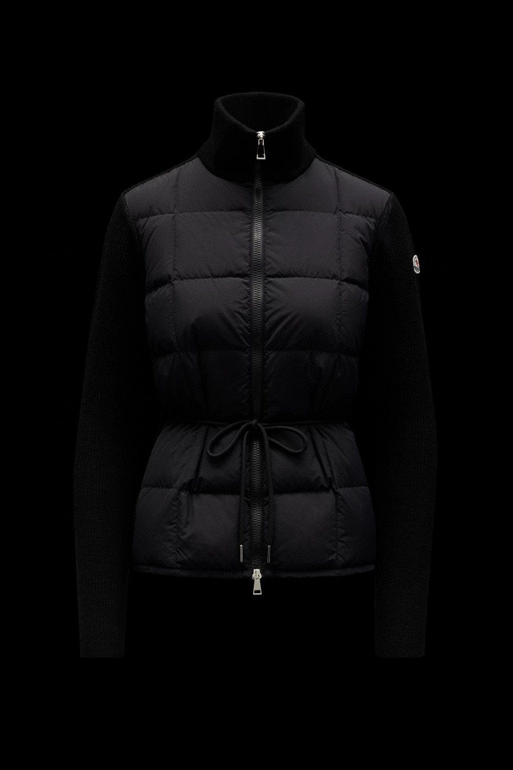 Moncler Women's Sweater-Sleeve Down Jacket — front