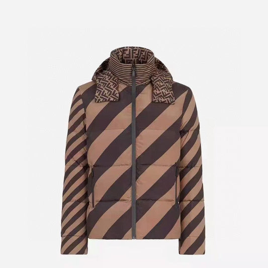 Fendi Reversible Brown Geometric Puffer Jacket — hero