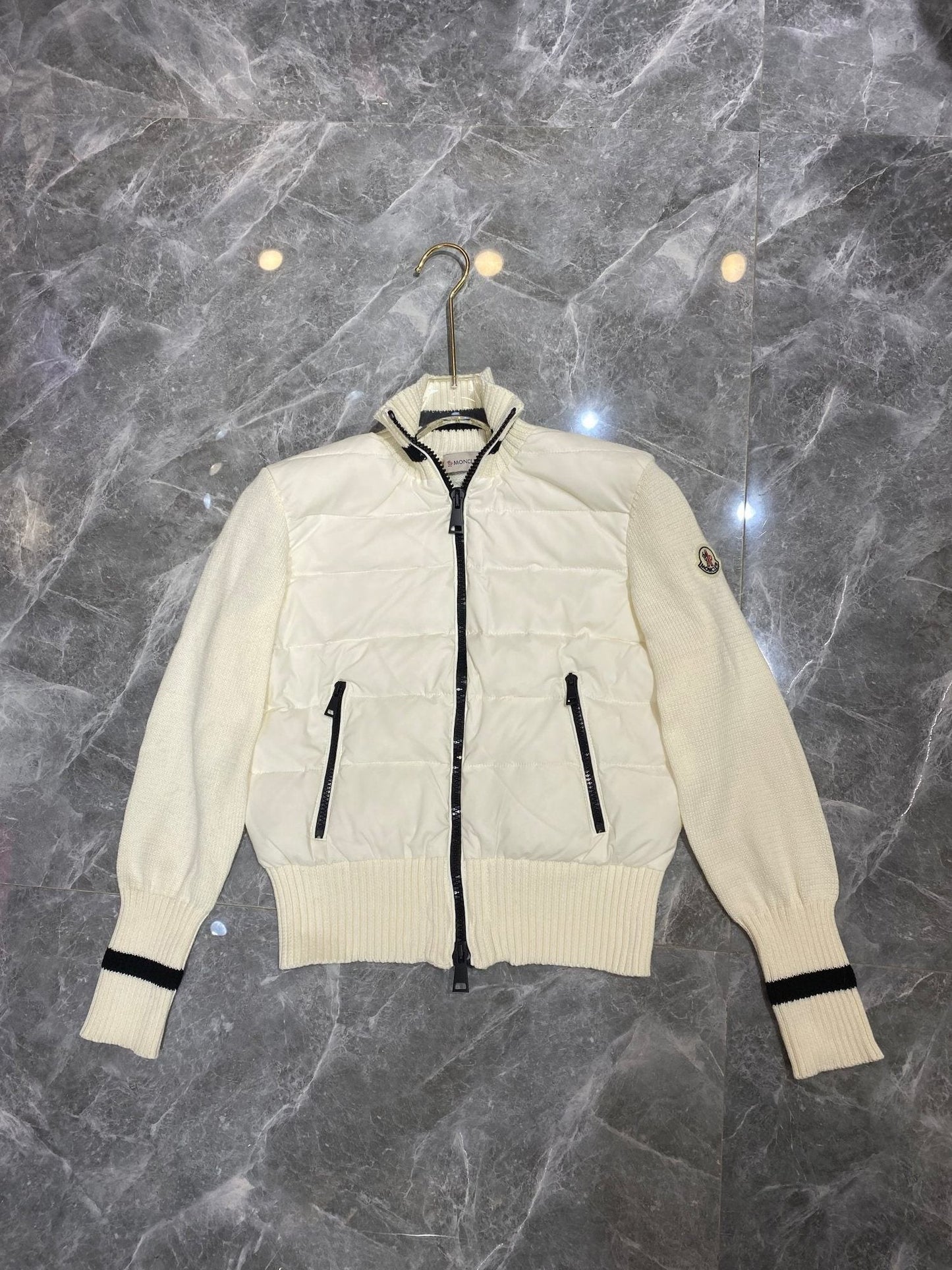 Moncler Women's Knit-Sleeve Puffer Jacket — hero