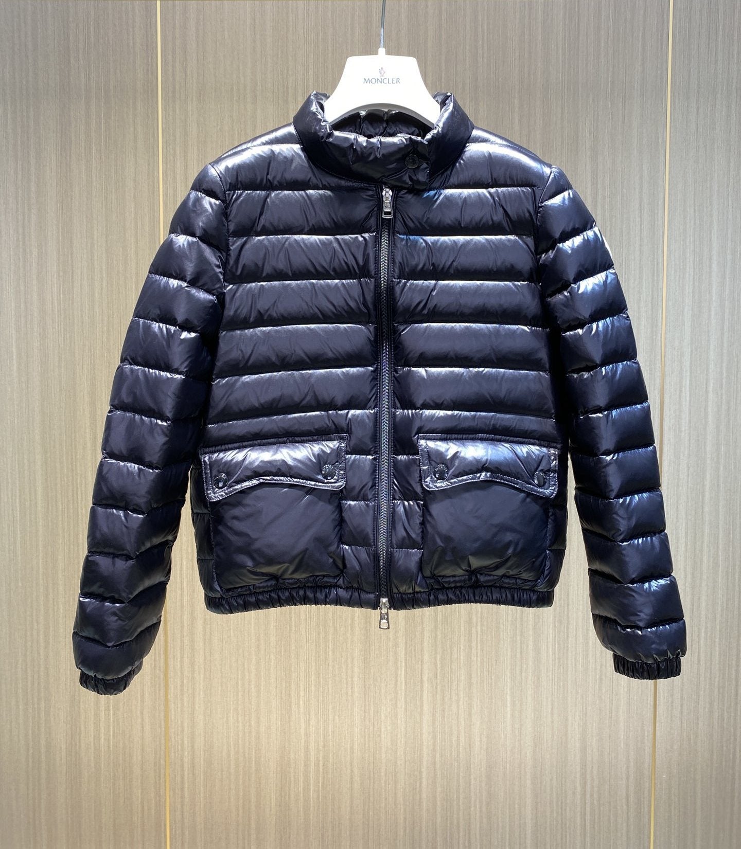 MONCLER Women's Quilted Stand-Collar Short Down Jacket — front