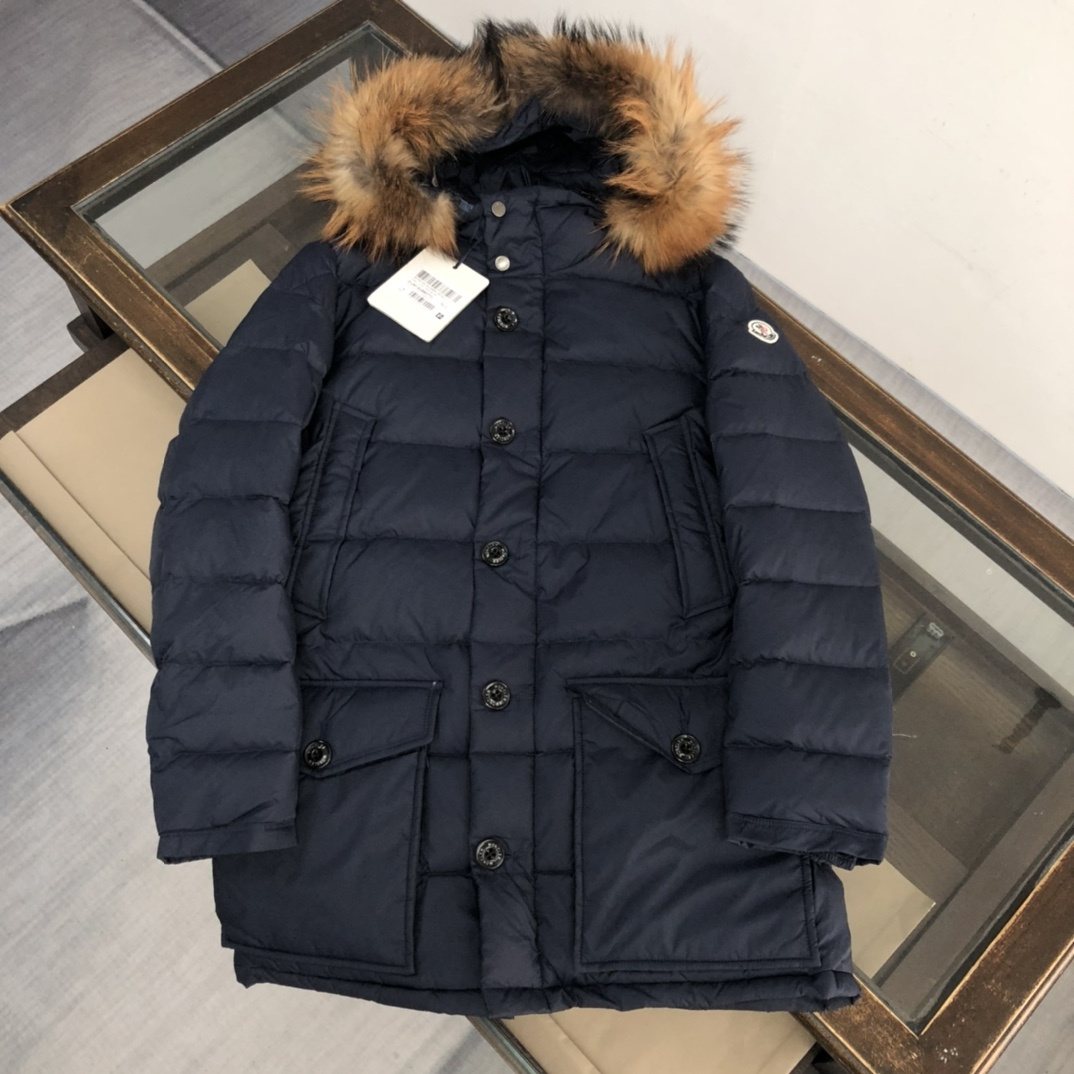 Moncler Hooded Long Down Coat — front