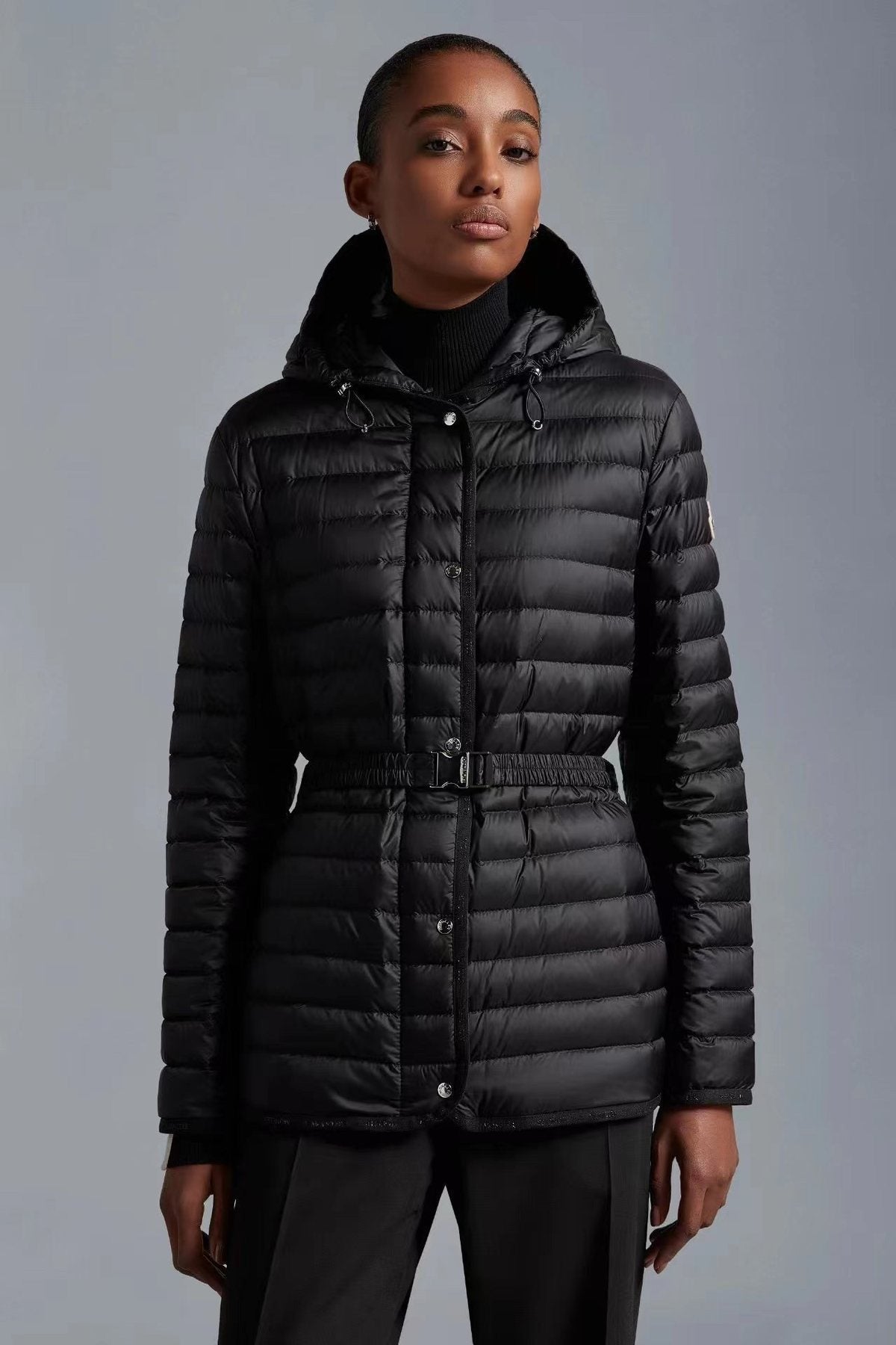 Moncler Belted Hooded Puffer Coat — front