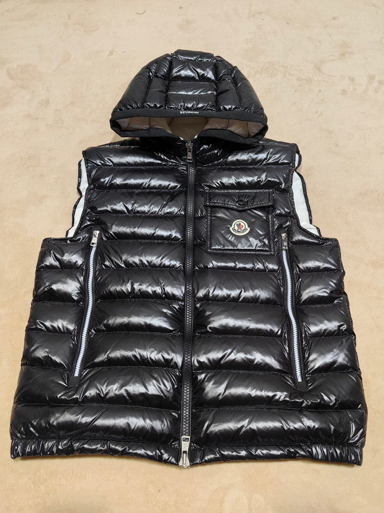 Moncler Hooded Quilted Down Vest — front