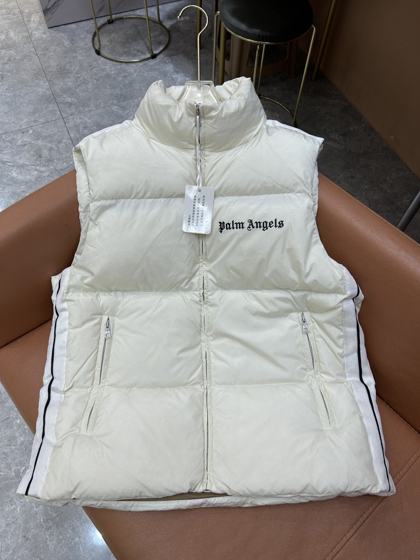 Moncler Striped-Panel Quilted Puffer Vest — front