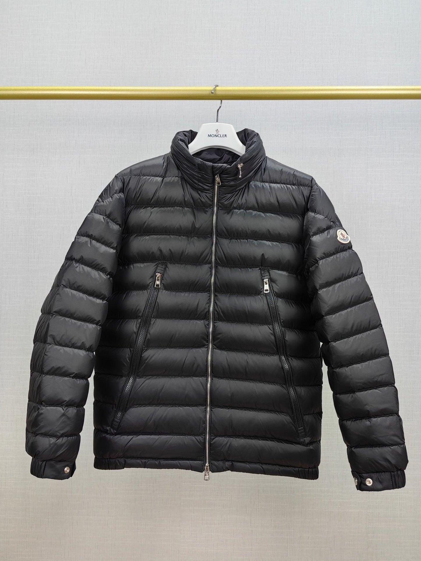 Moncler Black Stand-Collar Quilted Puffer Coat — hero