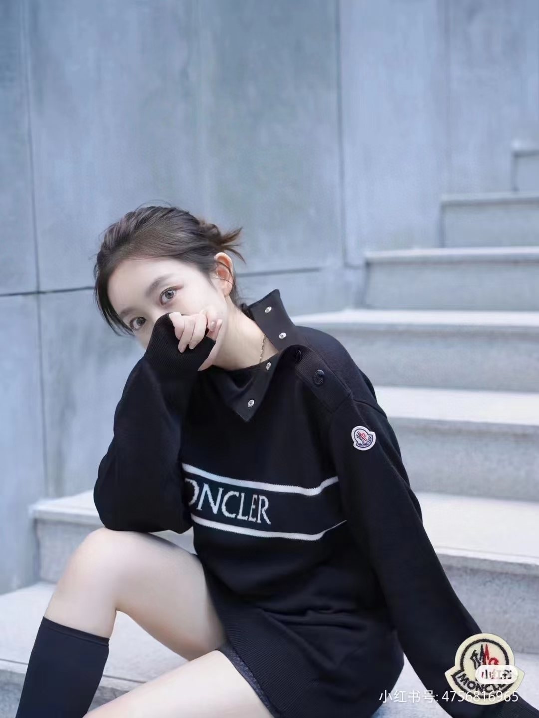 Moncler Women's Mock-Neck Button-Shoulder Knit Sweater — context