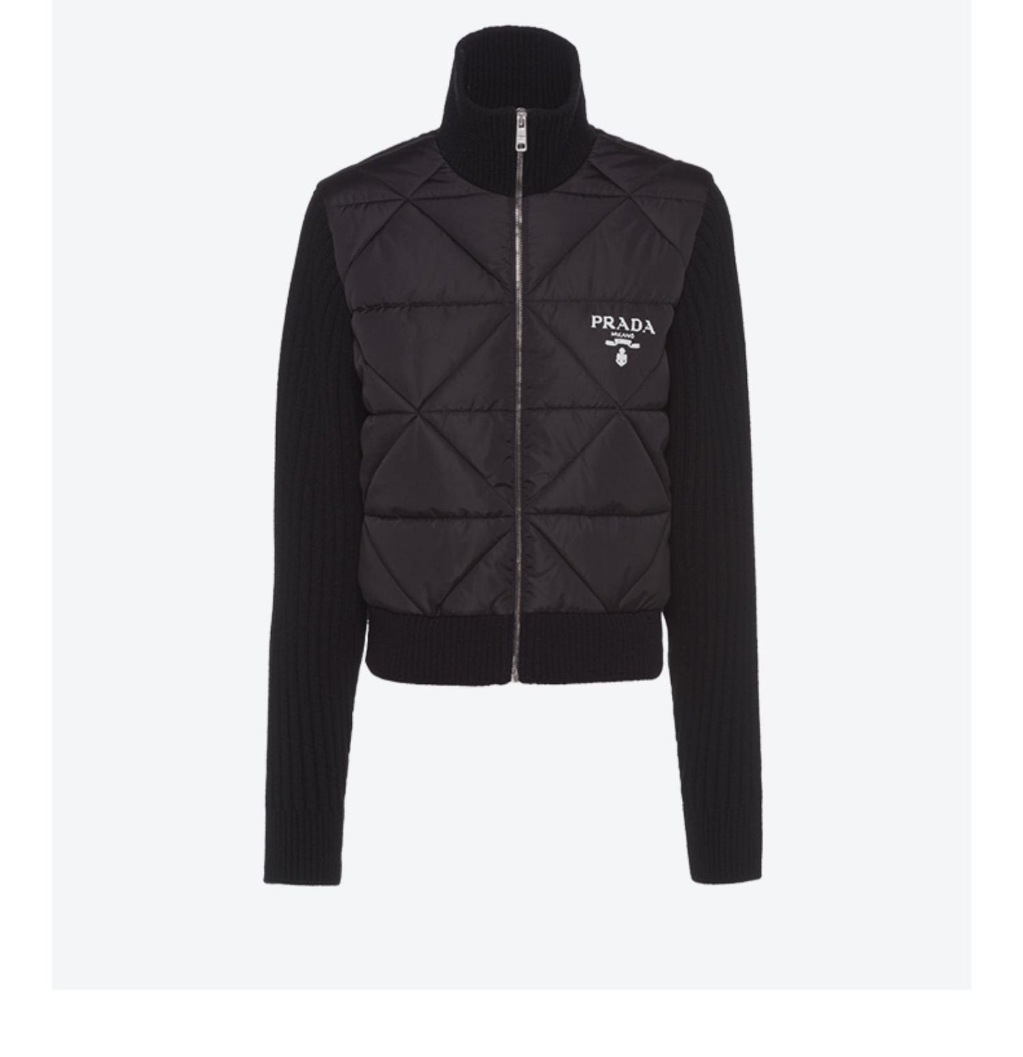 Prada Quilted Knit-Sleeve Jacket — hero