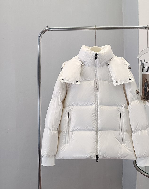 Moncler Hooded Glossy Puffer Coat — front