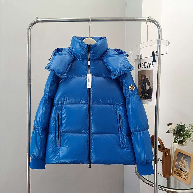 Moncler Hooded Glossy Puffer Coat — front