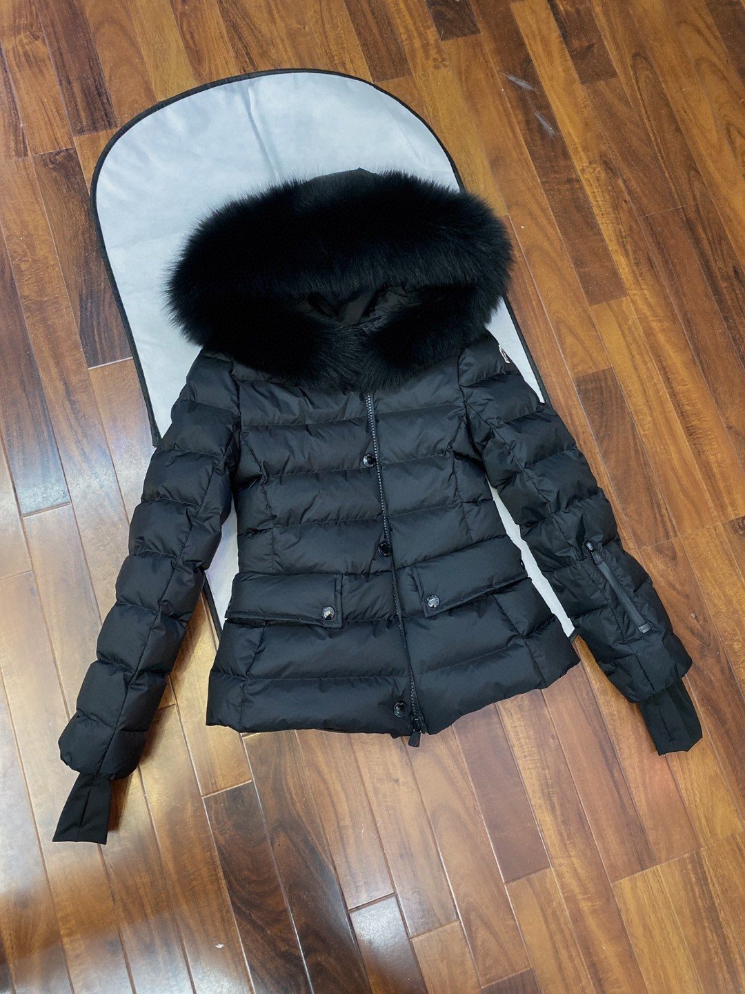 Moncler Fur-Trim Hood Puffer Coat — front