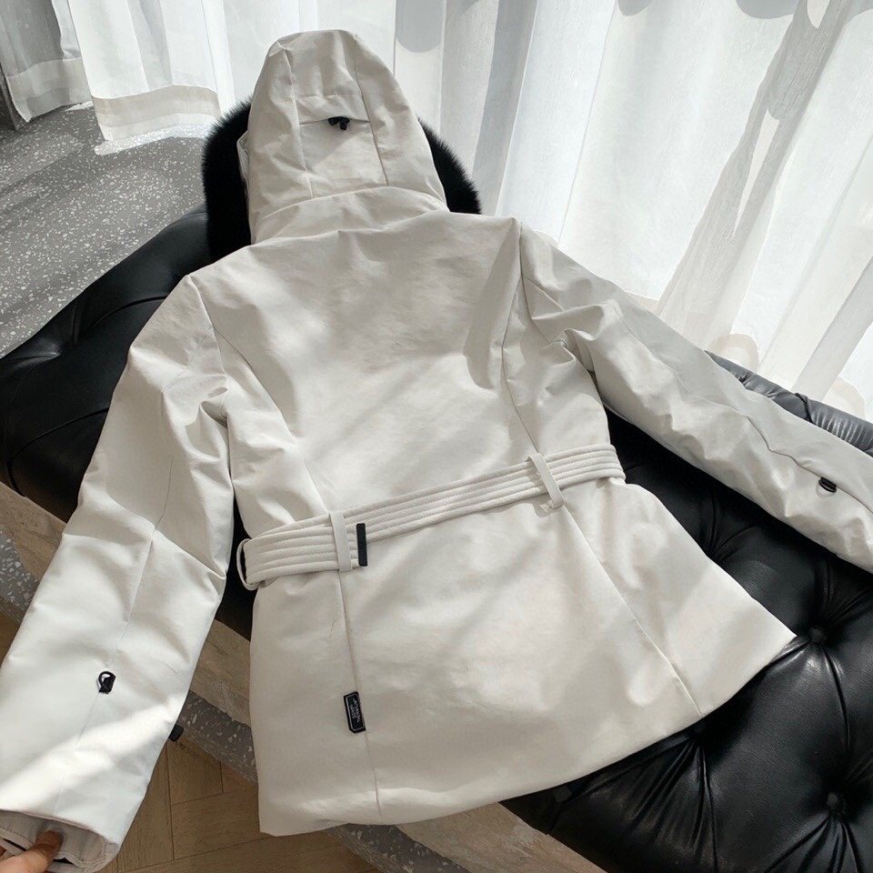 Moncler Women's Fur-Trim Hood Belted Puffer Coat — back