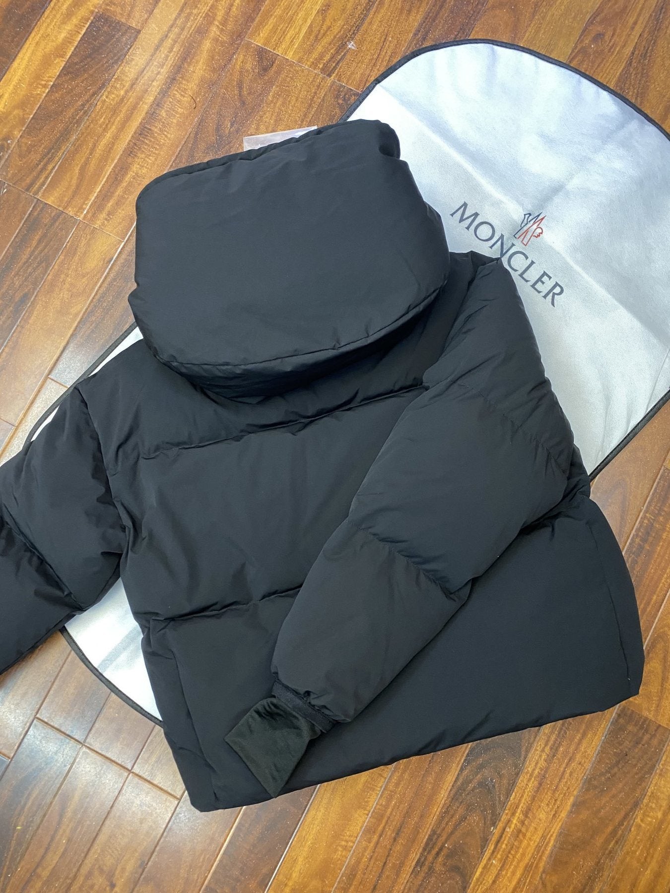 Moncler Cropped Hooded Puffer Coat — back