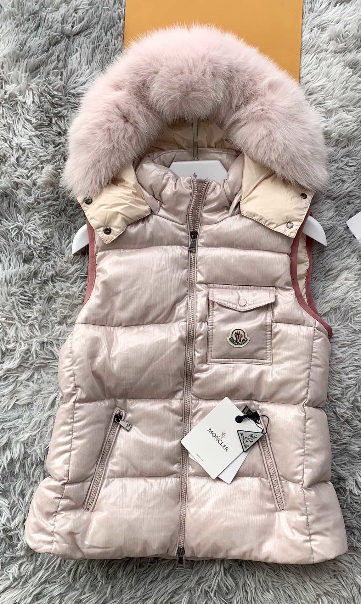 Moncler Fur-Trimmed Hooded Down Vest — hero