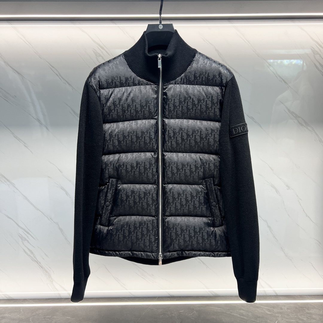 Dior Oblique Sweater Sleeve Down Jacket — front