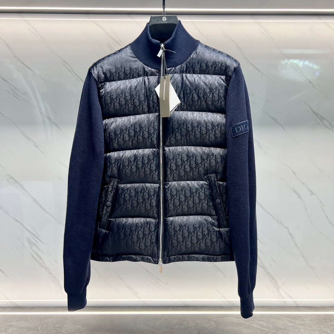Dior Oblique Sweater Sleeve Down Jacket — front