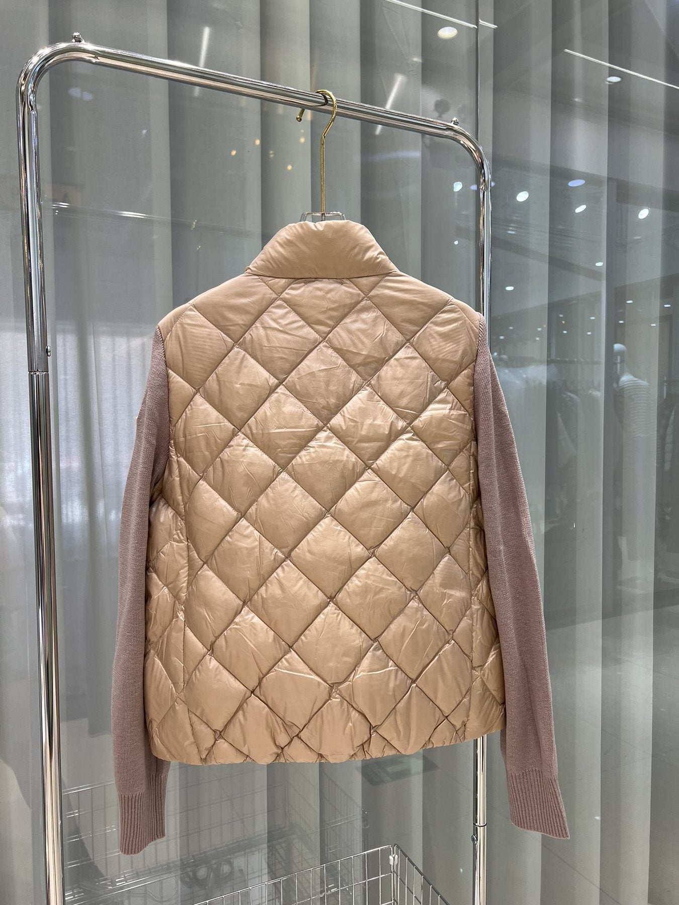 Moncler Diamond-Quilted Knit Sleeve Jacket — back