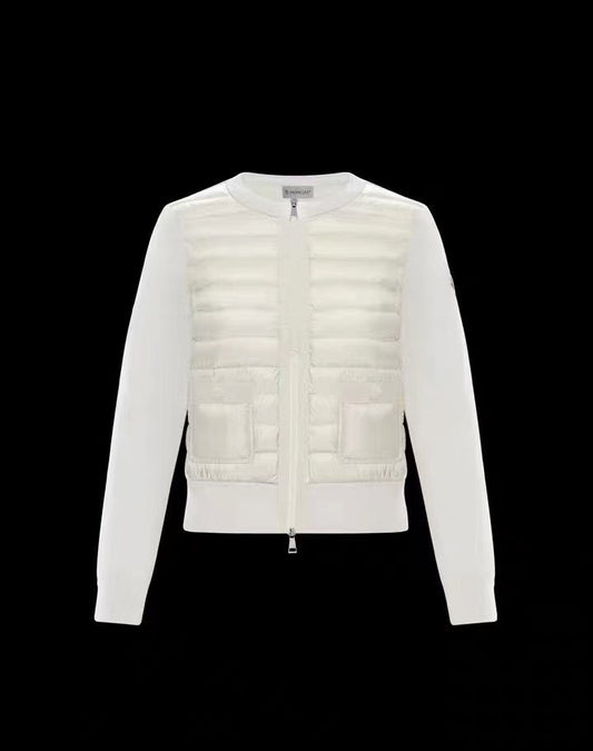 Moncler Women's Quilted Knit-Sleeve Zip-Front Jacket — hero
