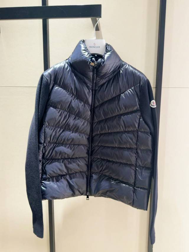 Moncler Quilted Knit Sleeve Down Jacket — front