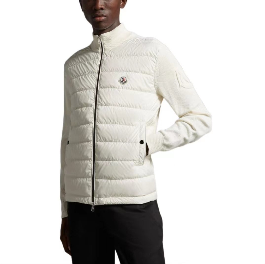 Moncler Quilted Knit-Sleeve Down Jacket — hero