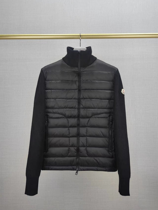 Moncler Black Hybrid Padded Knit Zip Jacket — hero