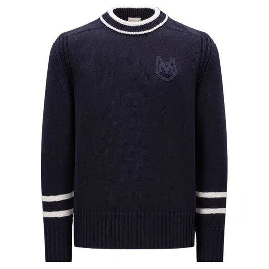 Moncler Navy Chest Monogram Knit Sweater — hero