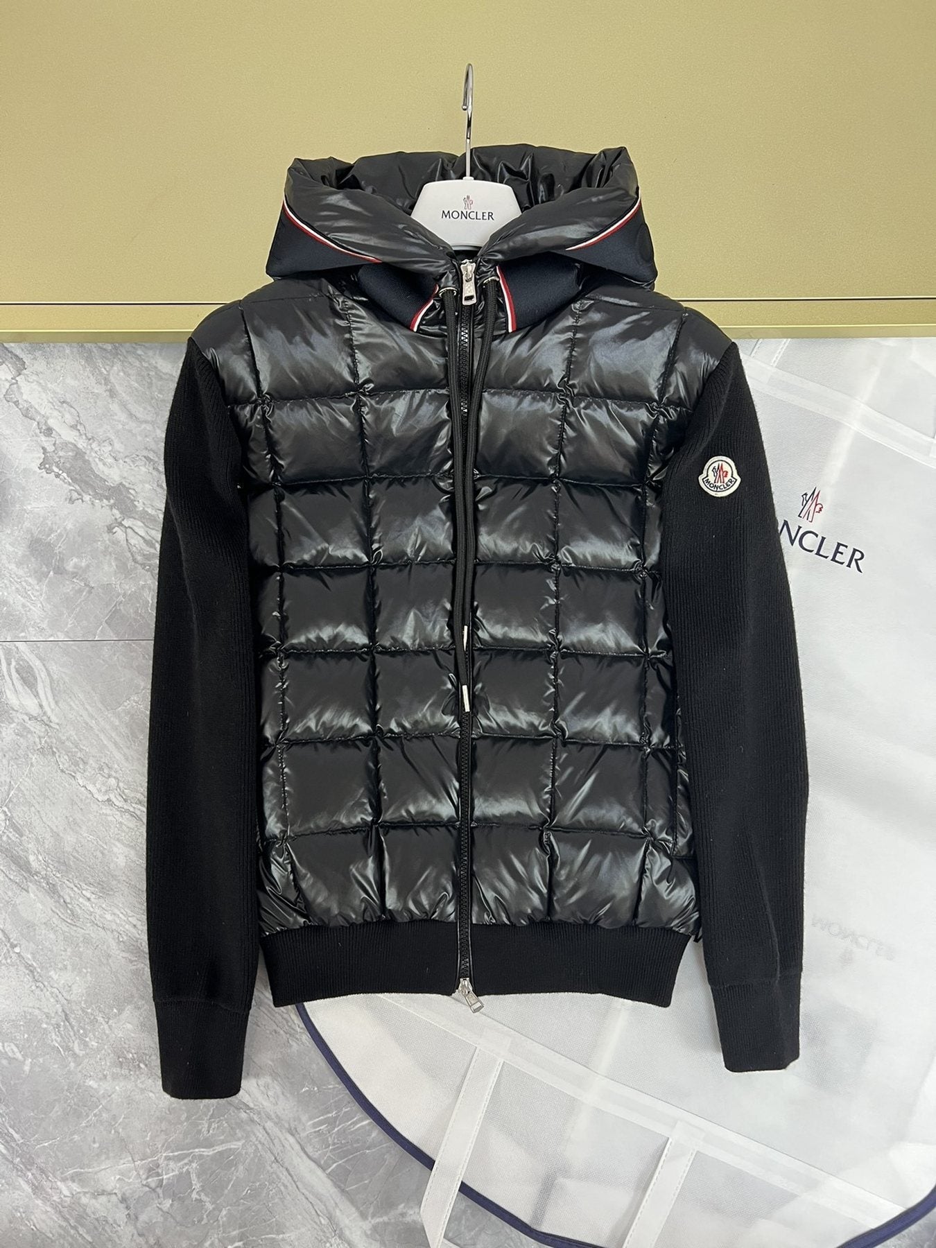 Moncler Hooded Knit Quilted Jacket — front