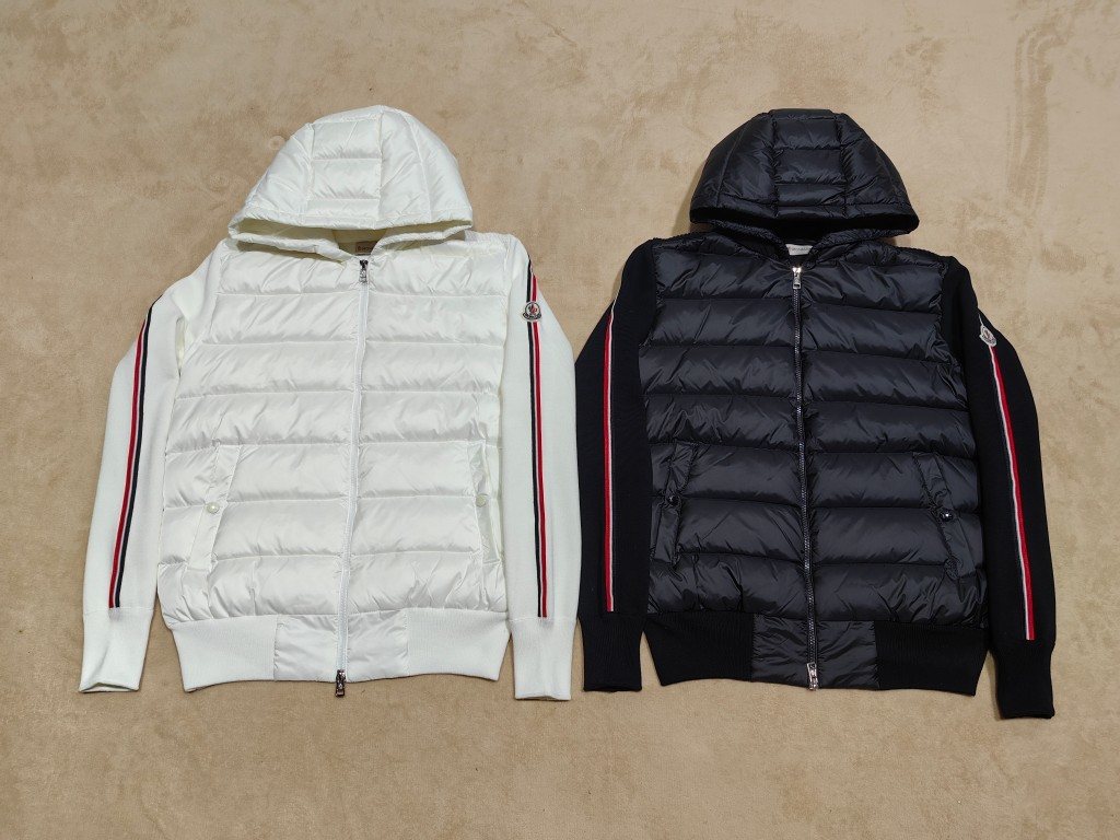 Moncler Men's Hooded Knit-Sleeve Down Jacket — comparison