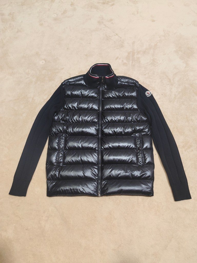 Moncler Quilted Knit-Sleeve Jacket — front
