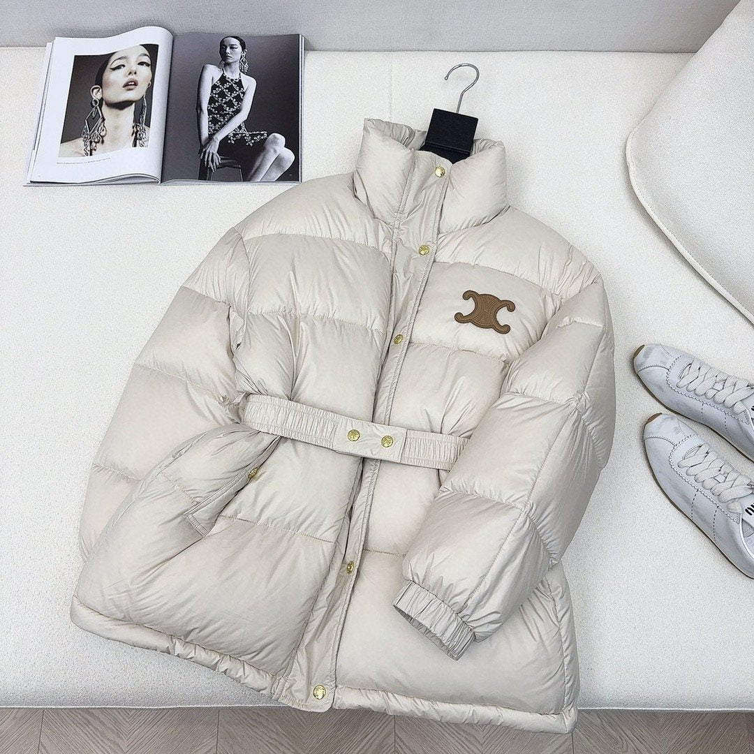 CEL*NE Down Coat Belted Puffer Coat — front